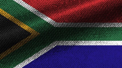 South Africa Realistic Fabric Texture Effect Wavy Flag 3D Illustration