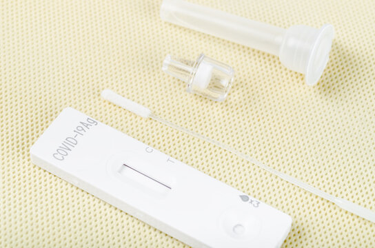 Rapid kits of Covid-19 Ag test seen.