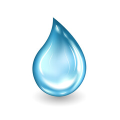 Pure water drop isolated on white background.