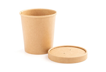 kraft paper cup for ecology product design mock-up isolated on white background