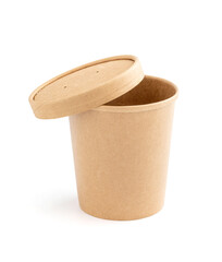 kraft paper cup for ecology product design mock-up isolated on white background