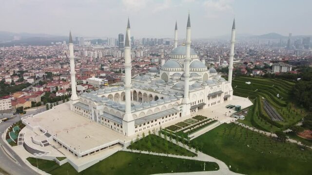 Camlica Mosque Istanbul drone view from the sky