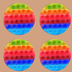 bright seamless pattern with Pop it hand-drawn, grunge texture, background, fabric, scrapbooking paper