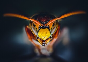Closeup of a paper wasp