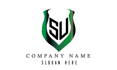 SU  shield latter logo design