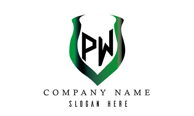Fototapeta P W shield latter logo design obraz