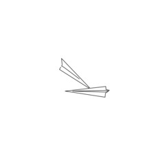 Fototapeta na wymiar Continuous line drawing of paper plane, object one line, single line art, vector illustration