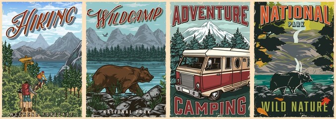 Adventure time vintage colorful posters
