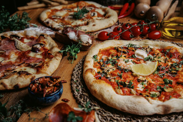 pizza on a wooden table napoletana pizzeria bruschetta meal table