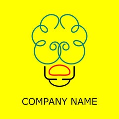 lamp logo design template. mono line.