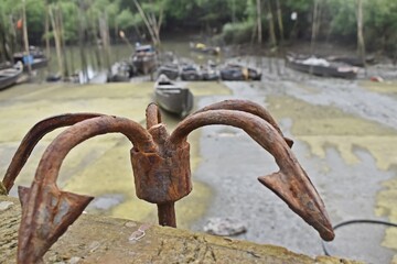 indian fishing boats  harbor in mumbai ,india