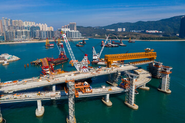 Cross harbor bridge under construction