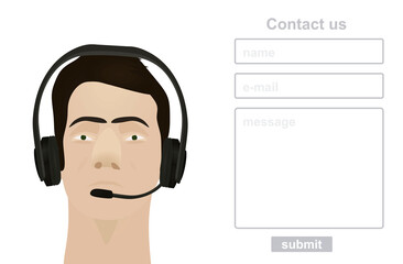 Call center interface. vector illustration