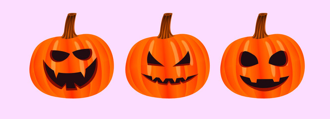 halloween pumpkin  sets on less pink color background fully editable