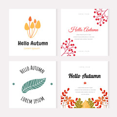 Hand drawn vector autumn leaves set. Design for posters, kitchen textiles, clothing and websites.