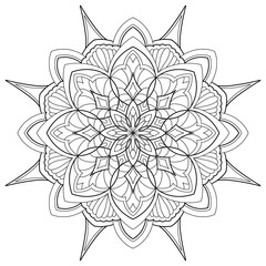 Vector Beautiful Handdrawn Mandala, Patterned Design Element on watercolor background