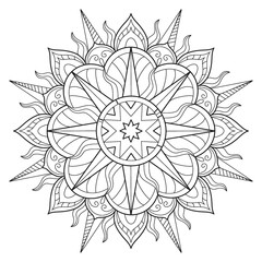 Vector Beautiful Handdrawn Mandala, Patterned Design Element on watercolor background