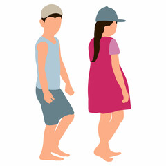 kids in flat style vector, isolated