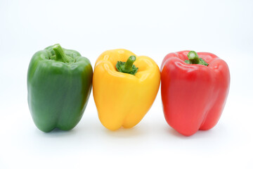 Green Yellow Green Bell Pepper On White Background