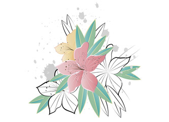 Zeichnung zarter Lilien in sanften Pastelltönen