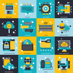 Business and technology icon set for websites and mobile applications. Flat vector illustration