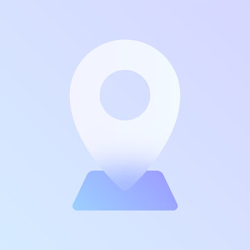 gps location glass morphism trendy style icon. pointer location transparent glass vector icon with blur and purple gradient. for web and ui design, mobile apps and promo business polygraphy