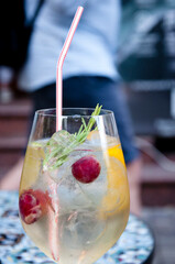 spanish sangria wine cocktail drink, cold summer beverage