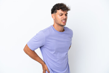 Young caucasian handsome man isolated on white background suffering from backache for having made an effort