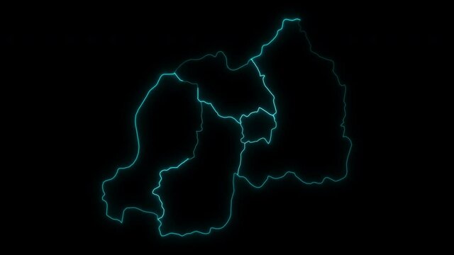 Animated Outline Map of Rwanda with Provinces