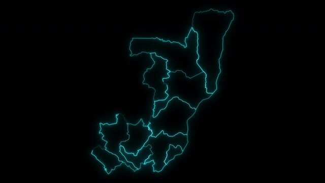 Animated Outline Map of Republic of the Congo with Departments