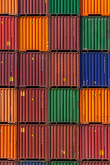 Shipping Steel Containers Stacked Colors Depot Yard