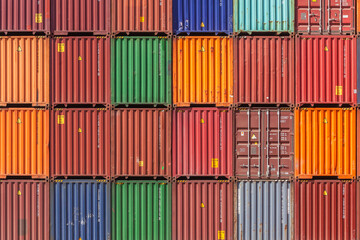 Shipping Steel Containers Stacked Colors Depot Yard