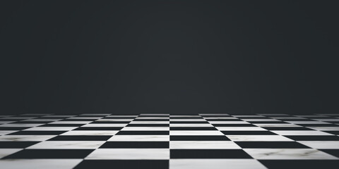 Black area of chessboard on dark background for decoration of any competition such as business and sport by 3d render. - Powered by Adobe