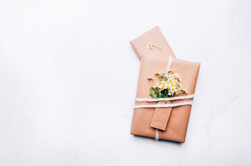 Eco friendly gift wrapped in brown paper