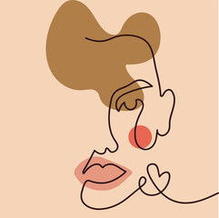 a girl's face drawn in one line