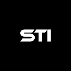 STI letter logo design with black background in illustrator, vector logo modern alphabet font overlap style. calligraphy designs for logo, Poster, Invitation, etc.
