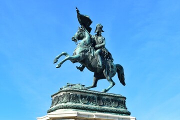 Equestrian statue of Archduke Karl on the Heldenplatz opposite the Hofburg Wien in Vienna, Austria.