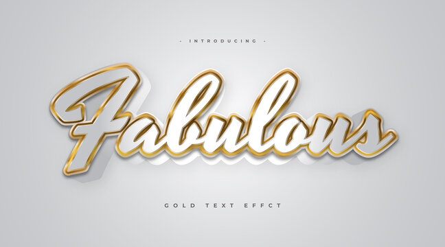 Fabulous Text In White And Gold Style With 3D Effect