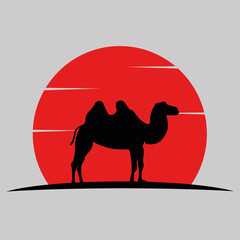 Desert, Dune Logo Design With Camel Symbol