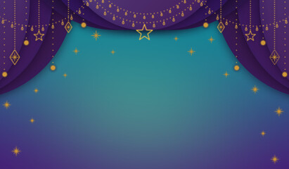 Stage　curtain＆stars　カーテンと星空のステージ　青緑と紫