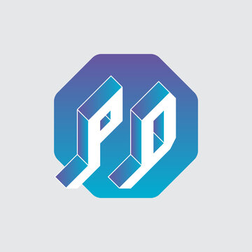 recommend clip art: PD - monogram or logotype. Alphabet. Three-dimension letters P and D on a hexagonal substrate. Isometric 3d font for design.