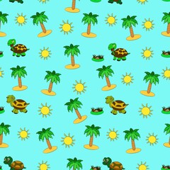 turtles and palm seamless pattern