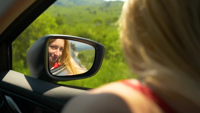 woman driving a car