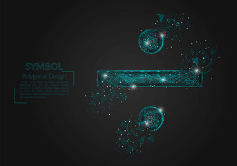 Abstract isolated blue image of a division sign. Polygonal illustration looks like stars in the blask night sky in spase or flying glass shards. Digital design for website, web, internet. © Katsiaryna