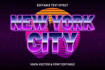 New york city editable text effect retro style