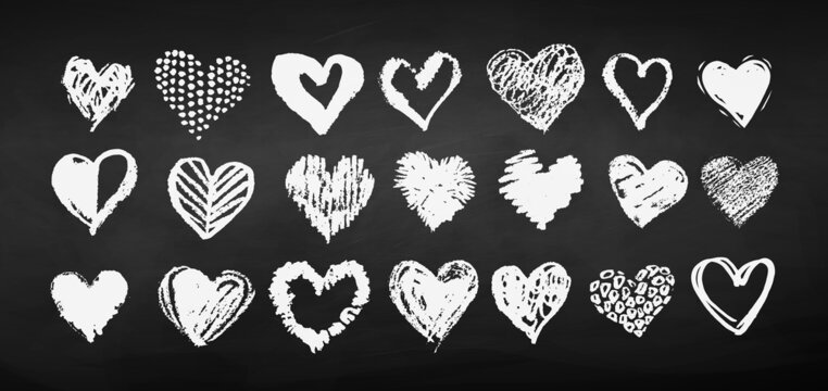 Chalk drawn heart collection