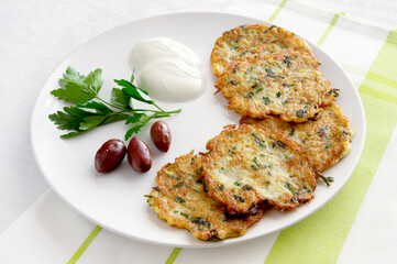 marrow fritters with sour cream
