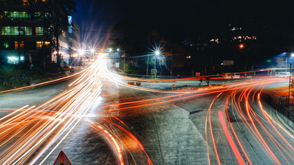 traffic on highway at night