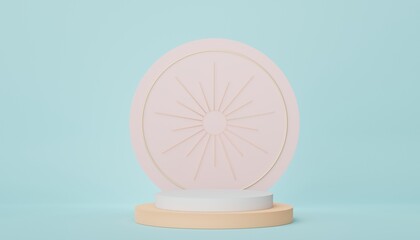 3d render display podium for product and cosmetic presentation. Minimal scene for advertising. Abstract clean background for web banner and mock up. simple geometric shapes.