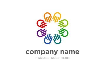 Circle Hand Team Teamwork Charity Foundation Unity Peace Diversity Care Logo Design Vector